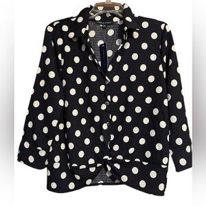 NWT Adrienne Vittadini Black and White Polka Dot Blouse